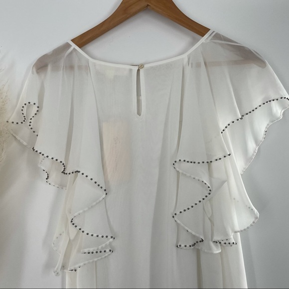 two by vince camuto new ivory star power top flutter studded sleeves. - Picture 3 of 11